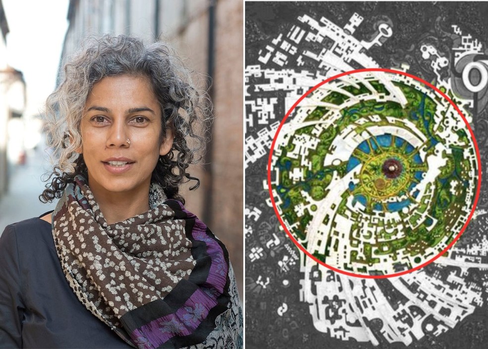 A arquiteta indiana Anupama Kundoo destaca-se pelo projeto de planejamento para o centro urbano de Auroville, uma cidade experimental concebida para abrigar cerca de 50 mil habitantes. A proposta apoia-se nos pilares da vida comunitária e da unidade humana, traduzindo valores socioambientais e a busca por um novo modelo de urbanidade na Índia — Foto: Instagram/Environmental Design at Otis/Reprodução; Anupama Kundoo/Divulgação | Montagem: Casa e Jardim