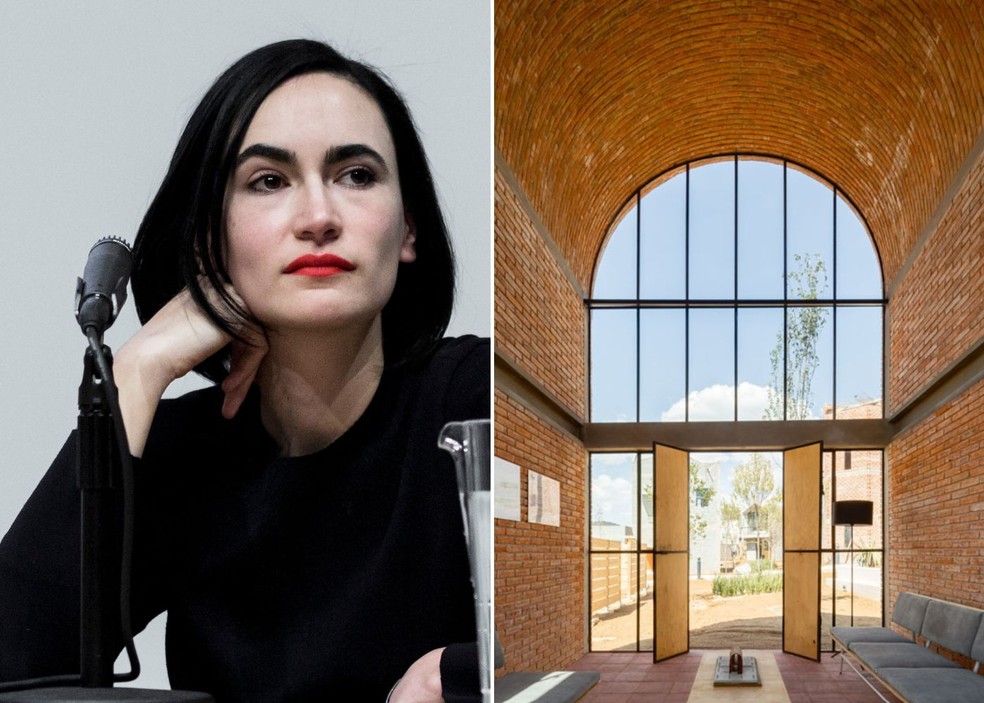 A arquiteta mexicana Frida Escobedo e o projeto "From Territory to Inhabitant", que foi desenvolvido como parte do Laboratório de Vivienda do INFONAVIT (Instituto do Fundo Nacional da Habitação para os Trabalhadores), no México, dentro de uma pesquisa sobre habitação social incremental e autoconstrução em 2017 — Foto: Flickr/GSAPP/Creative Commons; Frida Escobedo Estudio/Divulgação | Montagem: Casa e Jardim